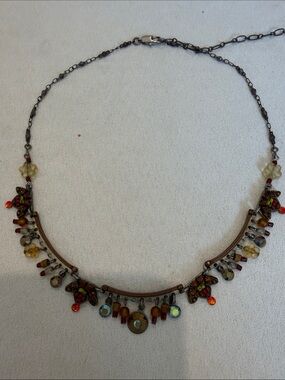 Ayala Bar Handmade Boho Multi-Bead Necklace in Brown and Amber